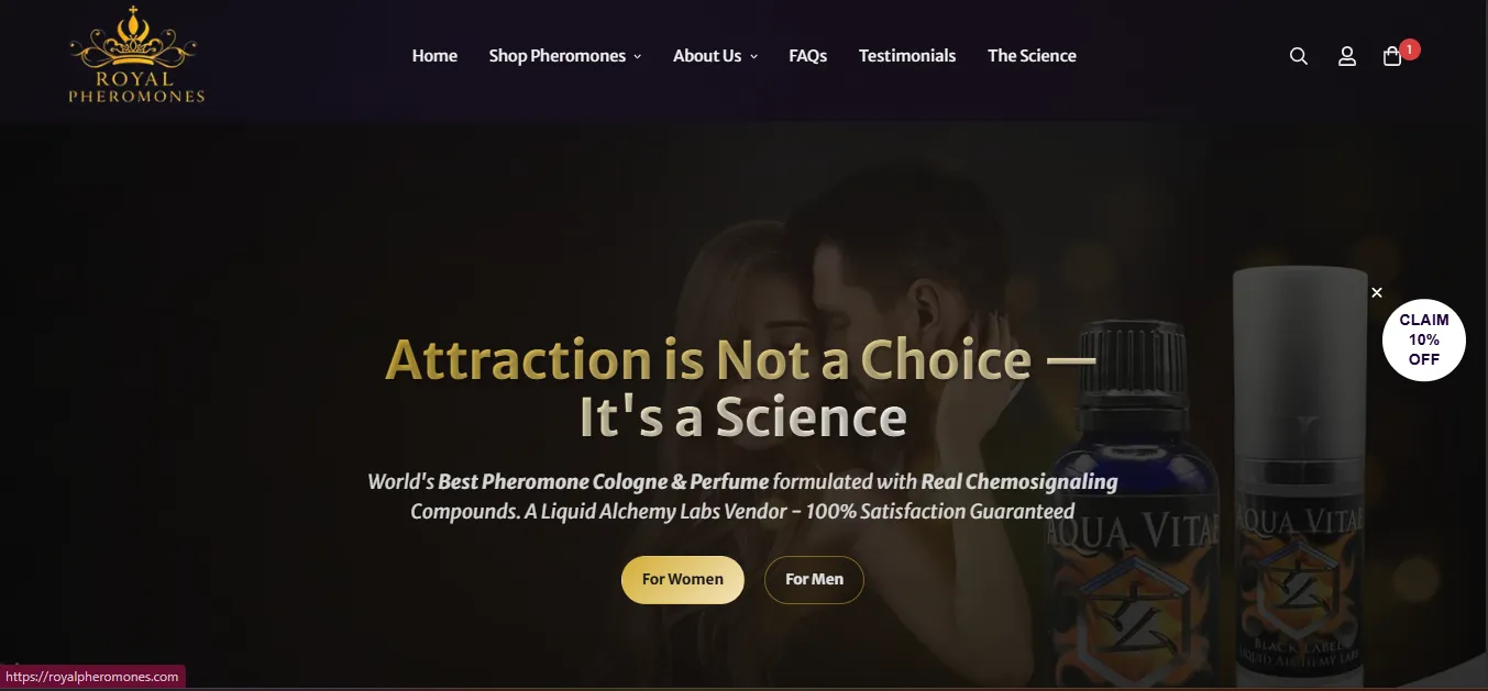 Royal Pheromones Shopify Store - Luxury fragrance e-commerce website